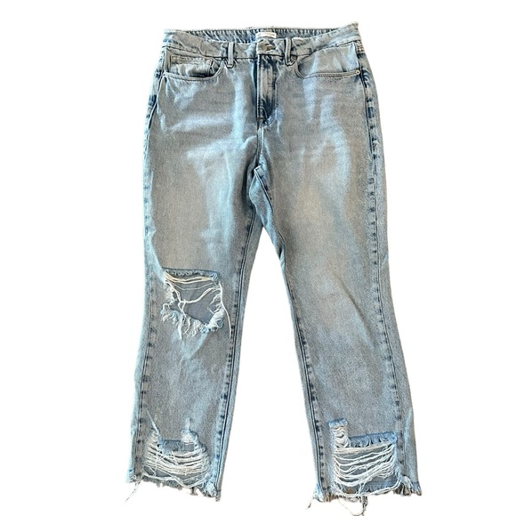 Good American Denim - Good American high waisted cropped ankle distressed jeans vintage inspired